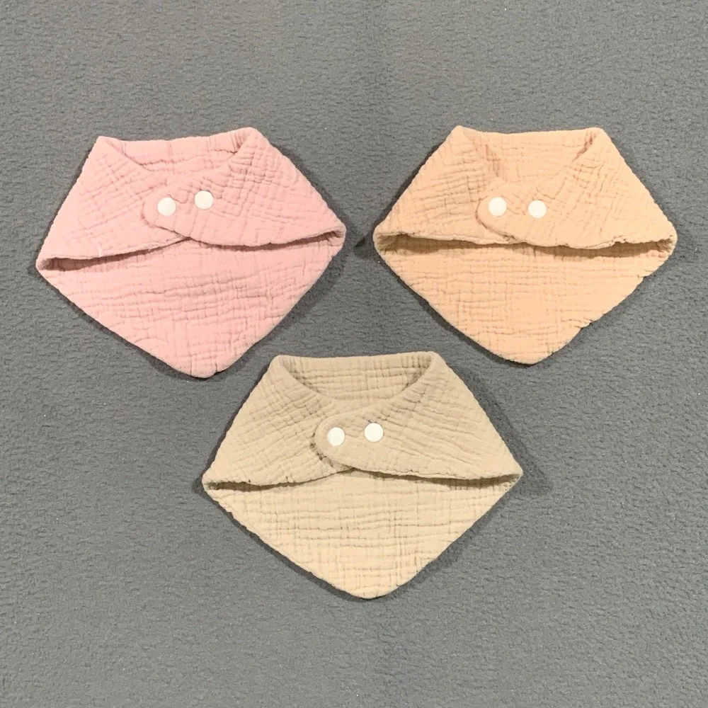 Bandana Bibs Kids OS Muslin Cotton Set of 3 Pink Peach Beige Drool Bibs